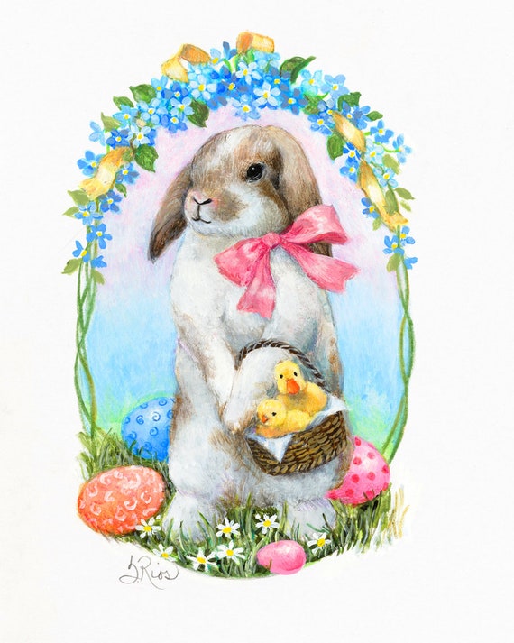 Easter Bunny Art, Easter Bunny With Baby Duck and Chick, Lop Eared Easter  Bunny, Easter Baby Duck, Easter Baby Chick, Easter Decor -  Israel