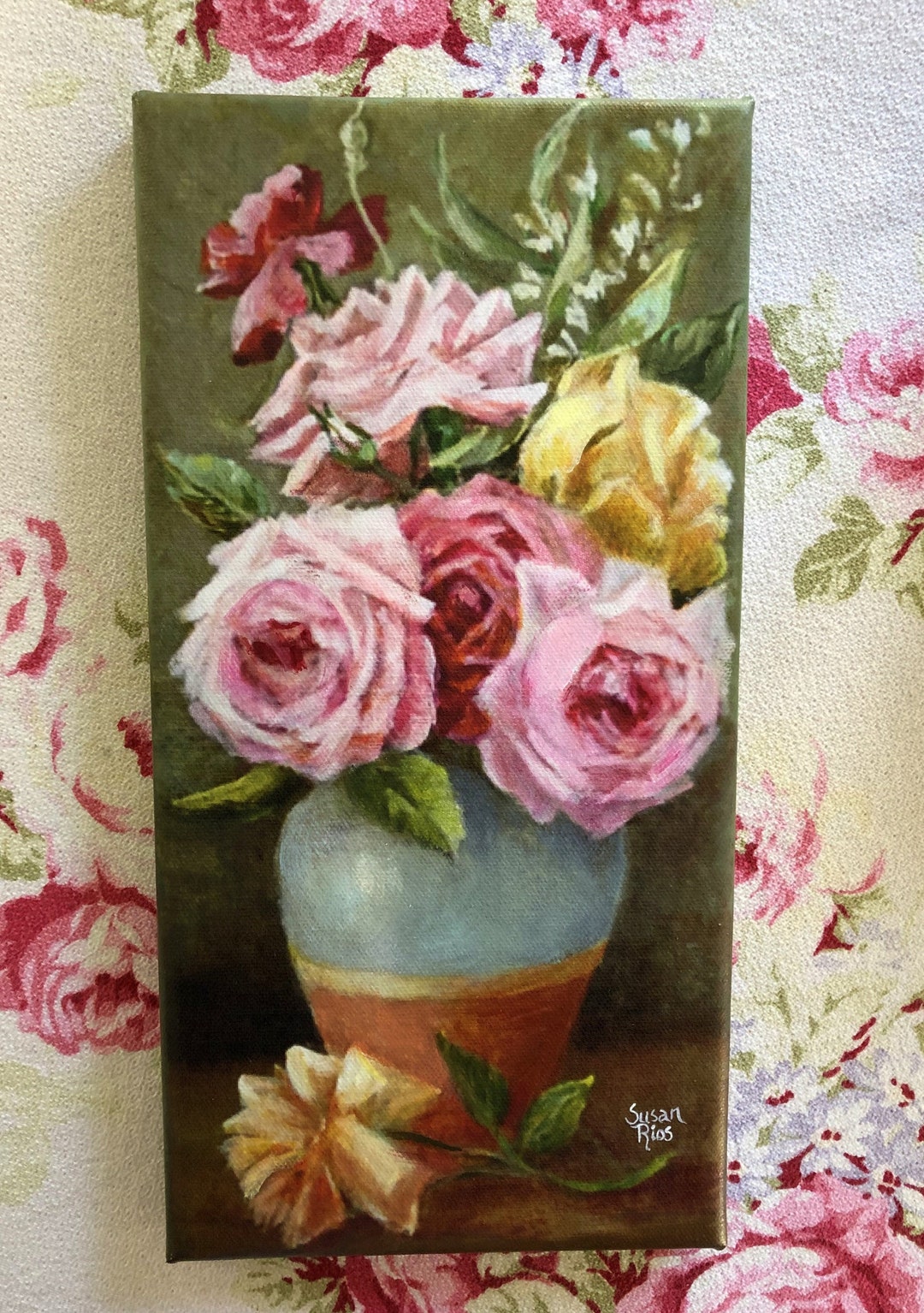Susan Rios Rose Bouquet Giclee Art Print, Shabby Chic Floral Canvas ...