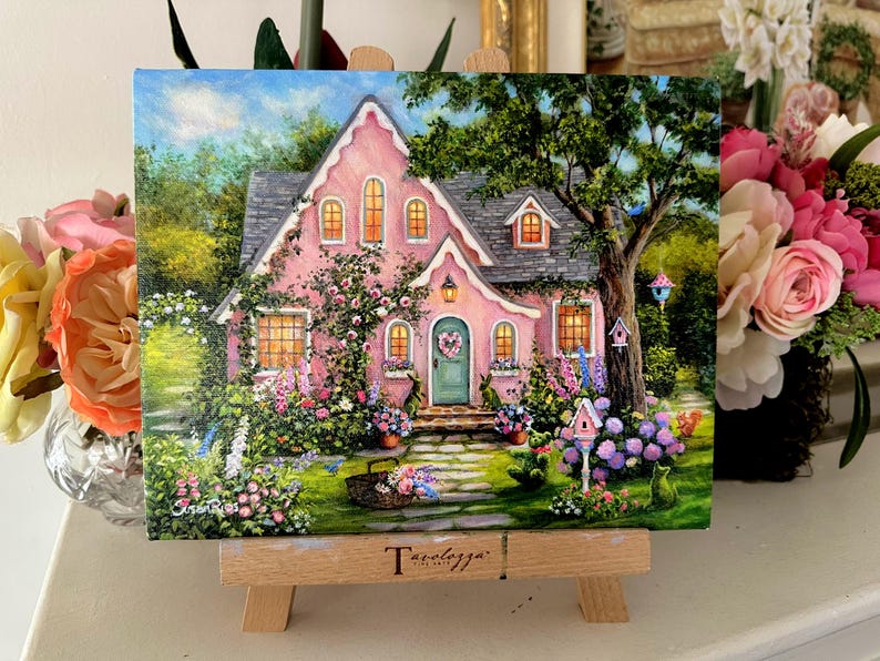 A Pink Cottage Floral Garden, Whimsical Charm, Topiary Animals, Cozy ...