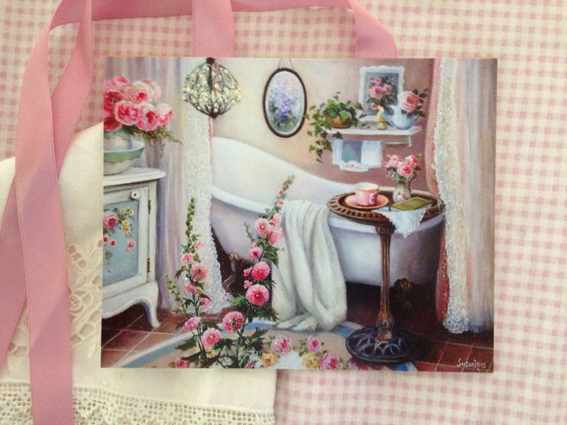 Vintage Bathroom Decor Vintage Bathtub Art Vintage Wall Etsy