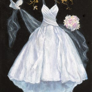 Cinderella Wedding Dress Art Print: White Dove Bridal Shower Decor