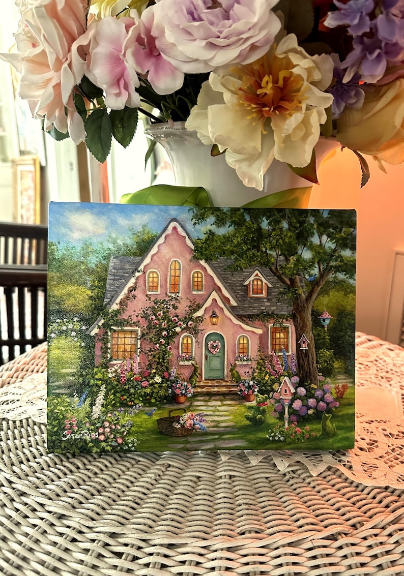 A Pink Cottage Floral Garden, Whimsical Charm, Topiary Animals, Cozy ...