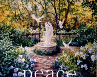 Peace Art Print, Spiritual Art, Religious Art, Angel Art, White Doves, Garden Art Print