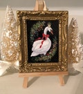 Christmas Swan Queen Miniature Art Print – Framed Holiday Decor