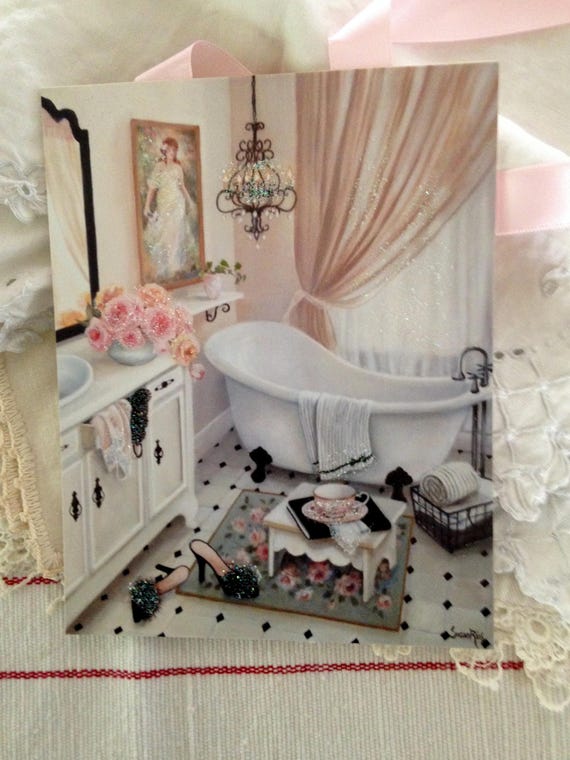 Powder Room Art, Bathroom Art Print, Vintage Bathtub Art, Vintage Floral  Art, Shabby Chic Art, Bathroom Wall Art - Etsy Denmark