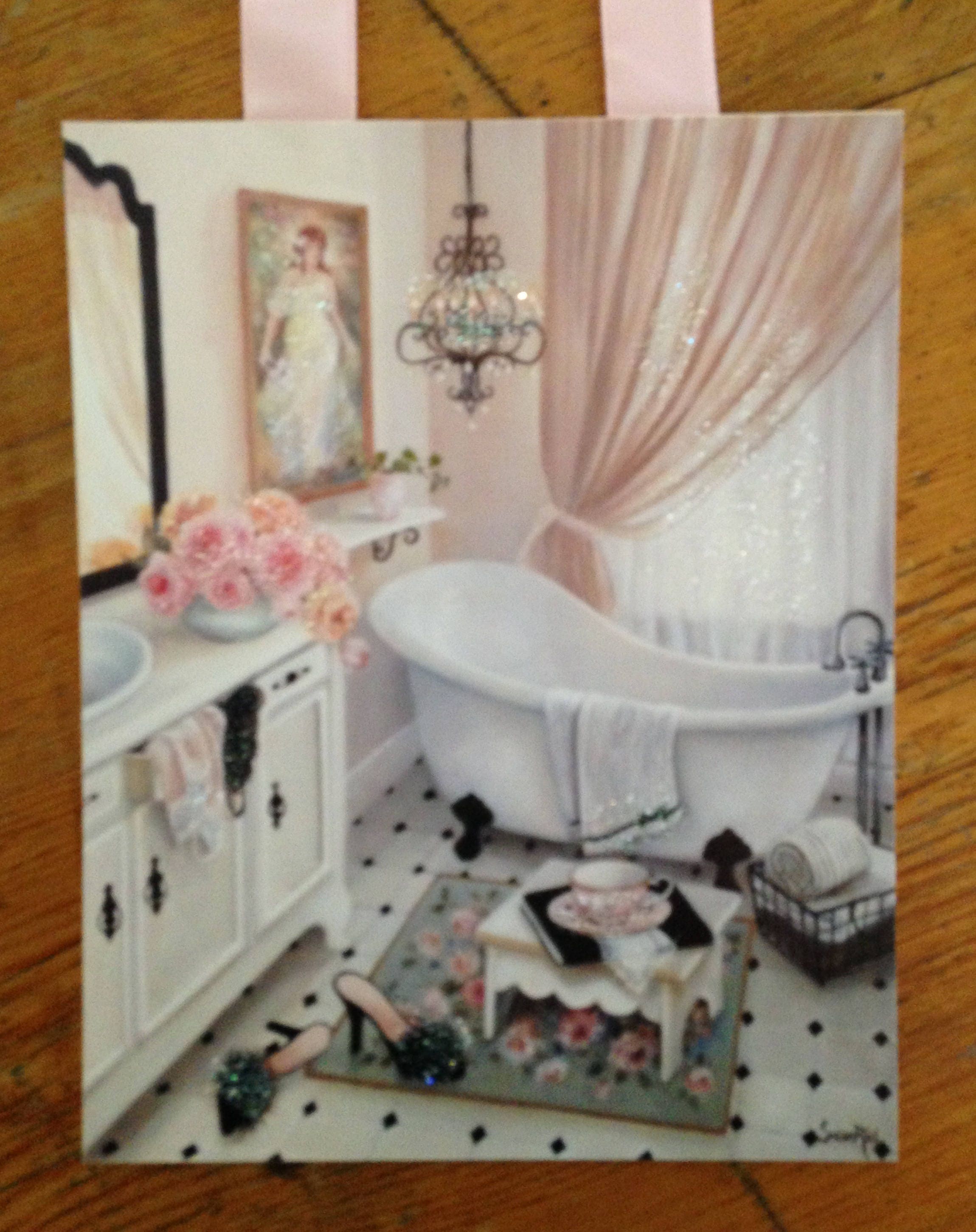 Powder Room Art Bathroom Art Print Vintage Bathtub Art | Etsy