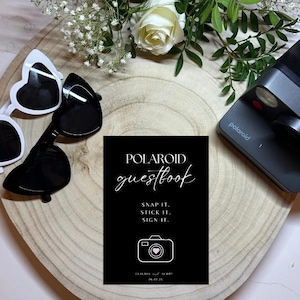 Black and White Wedding Polaroid Guestbook Sign wedding template digital download photo guestbook monochrome white and black personalised