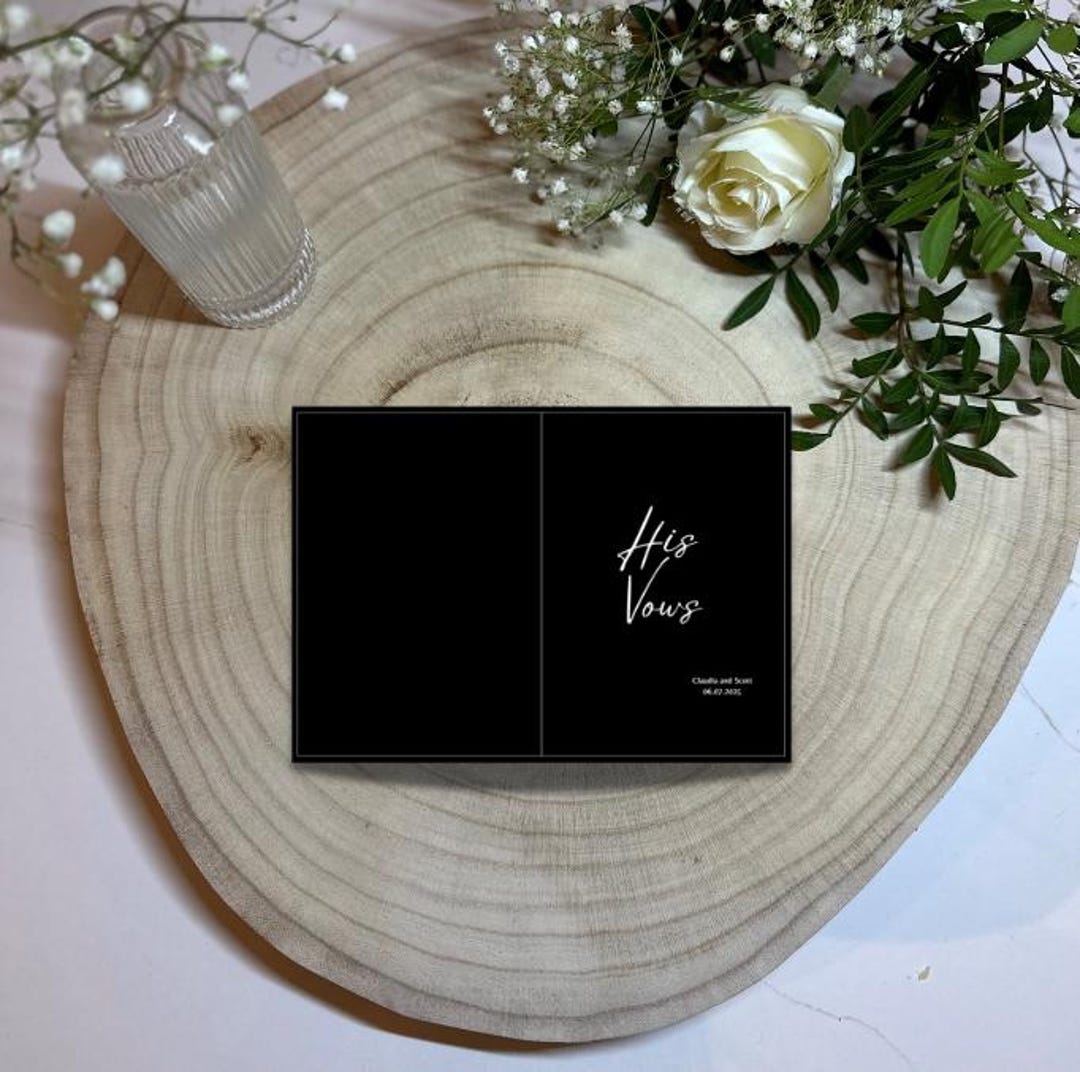 His/her Vows Black Wedding Printable Template Wedding Vows Template ...