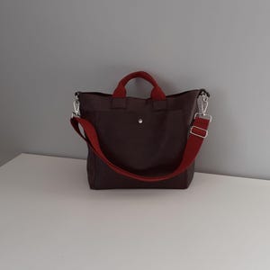 Handmade Plum Leather Tote Bag – Soft Floater Leather, Water-Resistant, Adjustable Strap & Spacious Design