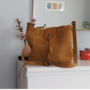Mustard Yellow Suede Shoulder Bag-Handmade Leatherbag-Women Shoulder Bag-100% Handmade with Adjustable Strap