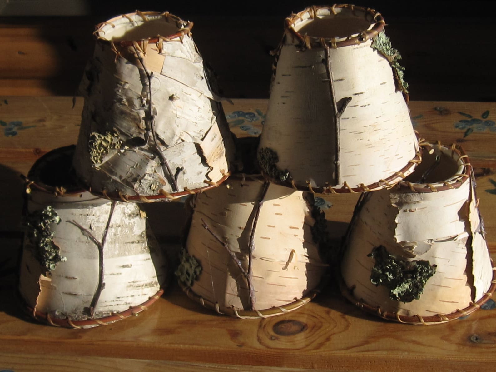 Birch bark chandelier shades rustic mini lamp shade green Etsy