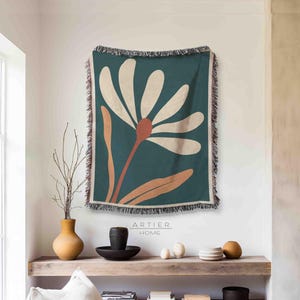 Floral Woven Cotton Throw Blanket: Botanical Art, USA Made