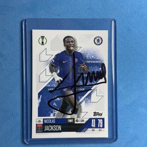 Nicolas Jackson signierte Match Attax Karte mit COA
