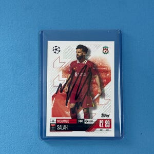 Mohamed Salah signierte Match Attax Karte mit COA