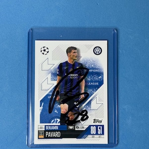 Benjamin Pavard signierte Match Attax Karte mit Echtheitszertifikat