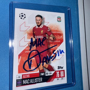 Alexis Mac Allister signierte Match Attax Karte mit COA