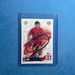 Minjae Kim signierte Match Attax Karte mit COA