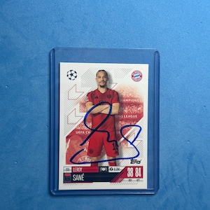 Leroy Sane signierte Match Attax Karte mit COA