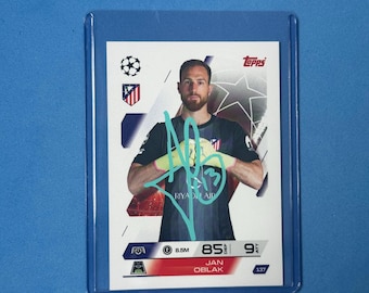 Tarjeta Match Attax firmada por Jan Oblak con certificado de autenticidad