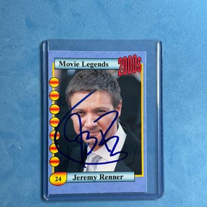 Tarjeta coleccionable autografiada de Jeremy Renner con certificado de autenticidad "Movie Legends"