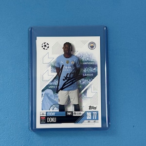 Jeremy Doku signierte Match Attax Karte mit COA