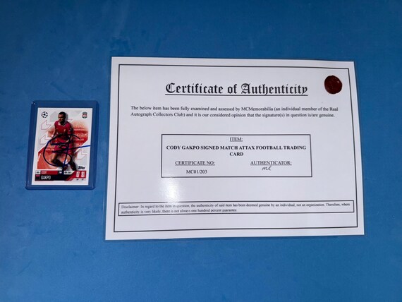 Cody Gakpo Signed Match Attax Card With COA - Etsy