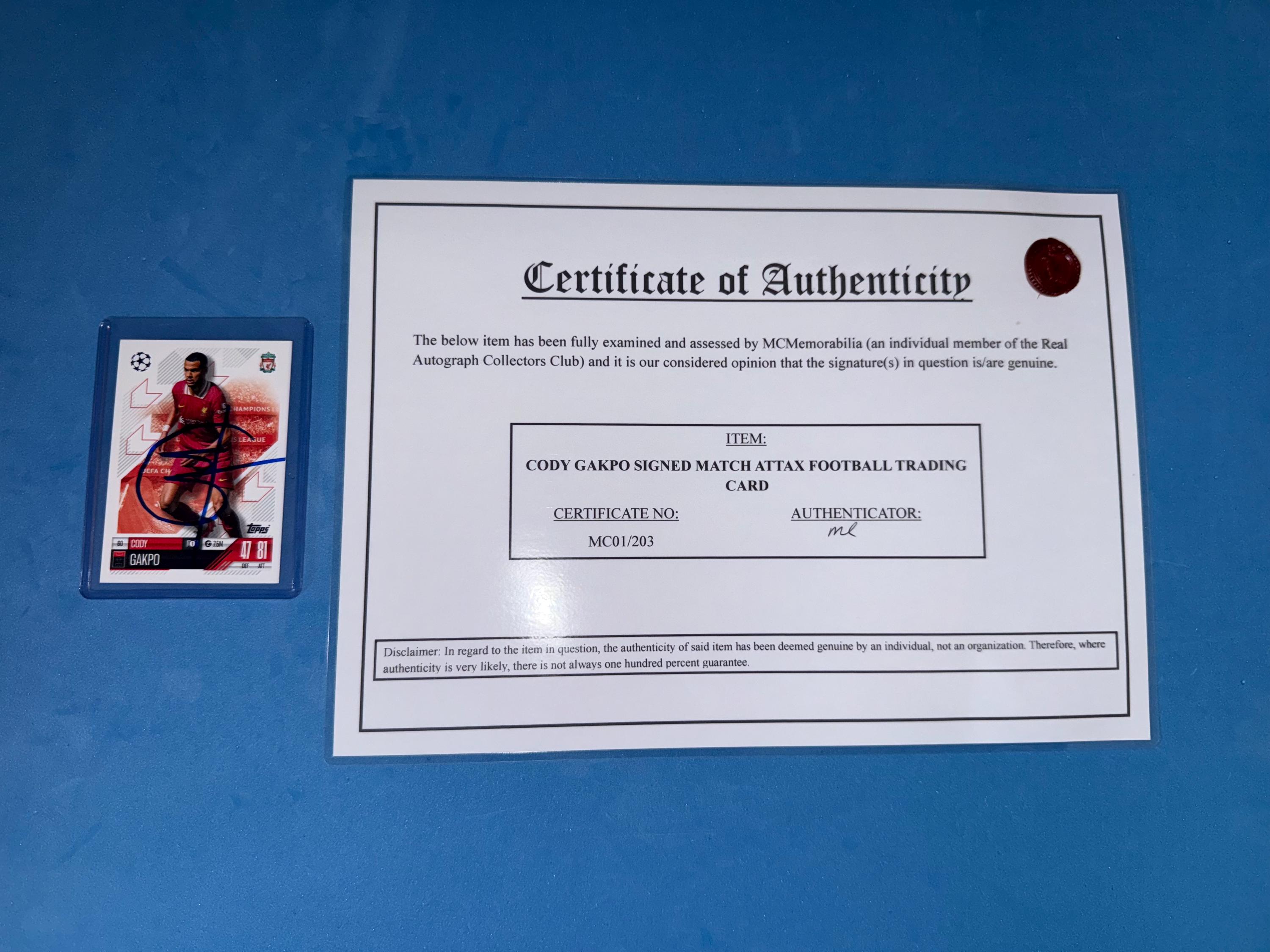 Cody Gakpo Signed Match Attax Card With COA - Etsy