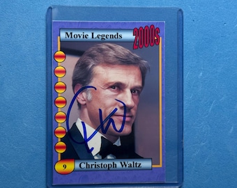 Tarjeta coleccionable firmada por Christoph Waltz "Movie Legends" con certificado de autenticidad.