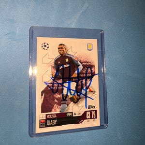 Moussa Diaby signierte Match Attax Karte mit COA