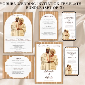 Yoruba Wedding Invitation Template: Nigerian Owambe, African Theme (Canva Editable, Digital Download)