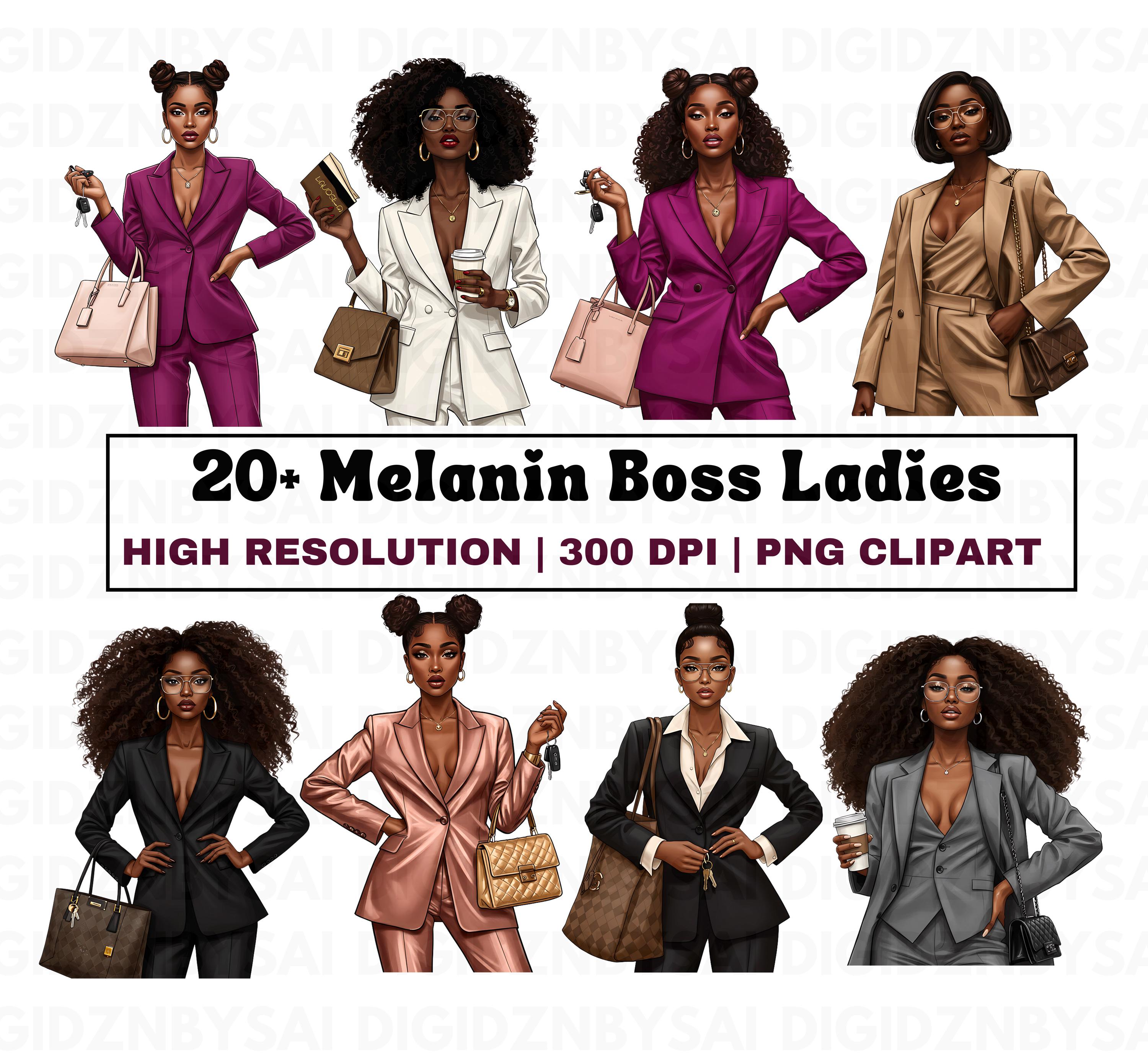 Black Boss Lady PNG Clipart Bundle, African American Women Clipart ...
