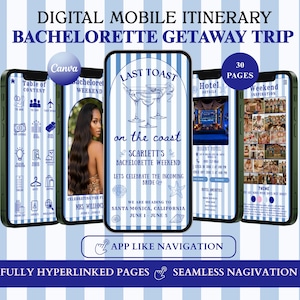 Coastal Bachelorette Itinerary Invitation Template, Digital Mobile Itinerary Invitation, Bachelorette Party Weekend, Last Toast Hen Weekend