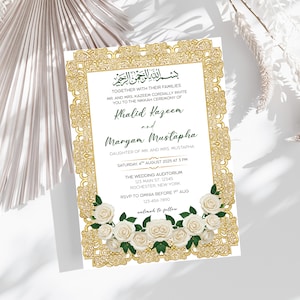 Nikkah Wedding Invitation Template, Editable Muslim Wedding Invite, Printable Islamic Walima Invitation, Digital Instant Download, Canva