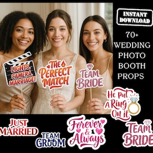 Bruiloft fotohokje rekwisieten, 70+ grappige bruid bruidegom receptie feestdecor, afdrukbare bruiloft rekwisieten png, romantische bruiloft selfie rekwisieten