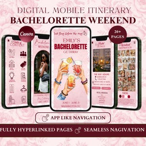 Bachelorette Weekend Itinerary Template, Digital Mobile Itinerary, Editable Bachelorette Party Planner, Bachelorette Invitation Template