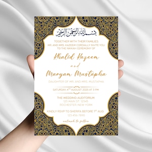 Nikkah Wedding Invitation Template, Editable Muslim Wedding Invite, Printable Islamic Wedding Invitation, Digital Instant Download, Canva