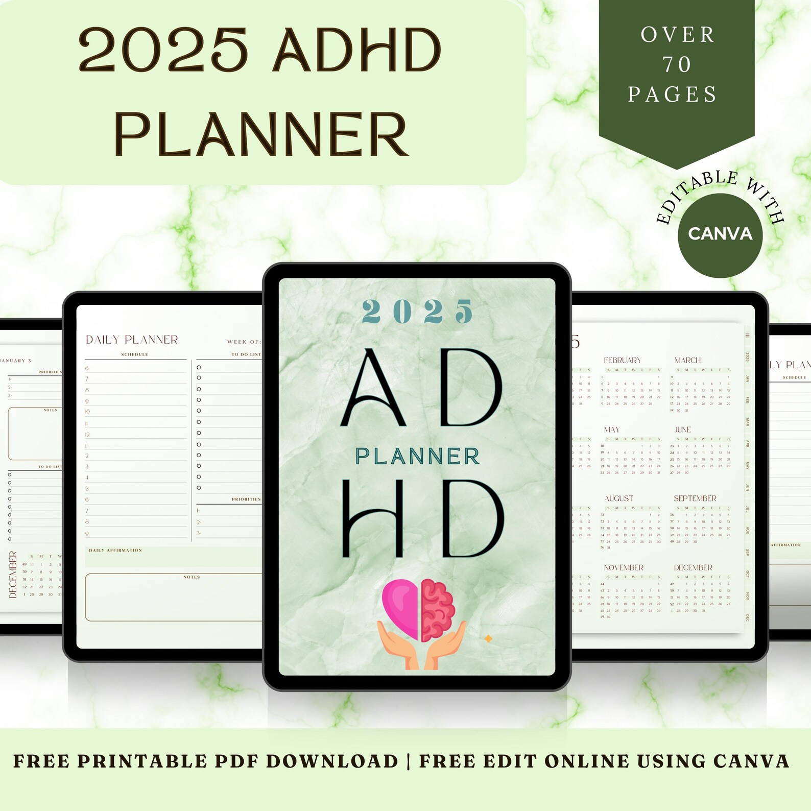 2025 ADHD Planner for Teens, Digital ADHD Journal, Daily, Weekly ...