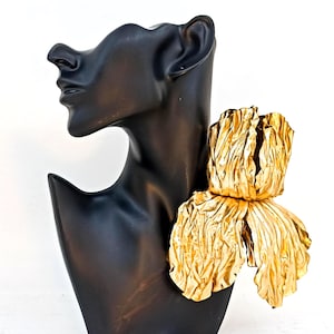 Dazzling Gold Silk Floral Brooch - Big & Beautiful