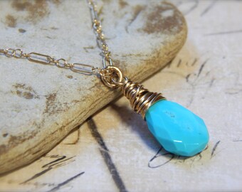 Gold Filled Turquoise Briolette Necklace