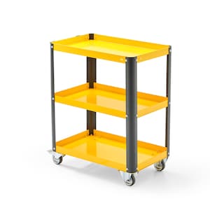 3-laags metalen opbergwagen – bar-, tuin-, garage- en servicewagen, 3-laags rolplank voor tuin, garagekeukenwagen