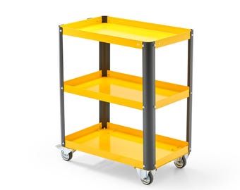 3-Tier Metal Organizer Cart  – Bar, Garden, Garage & Service Trolley, 3 Tier Rolling Shelf for Garden, Garage Kitchen Use Cart