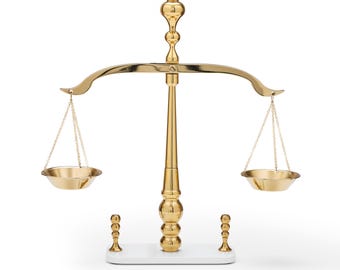 Justice Scale Office Decor – Balance and Justice Themed Desk Accessory - Cast Steel Justice Scale - white stand - 3.5 kg Perfect Gift -