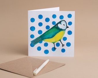 Blue Tit Greeting Card -Designed and printed in the UK
