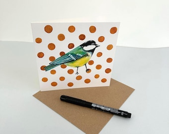 Great tit bird Greeting Card – Designed and printed in the UK