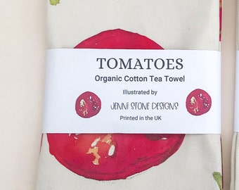Tomato Tea Towel - Organic Cotton - Designed and printed in the UK