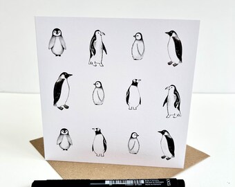 Lots of Penguins greeting card - Designed and printed in the UK