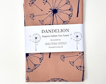 Dandelion clock Tea Towel - Organic Cotton - Designed and printed in the UK