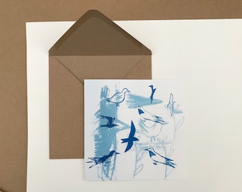 Birds Gather Greeting card - Designed and printed in the UK