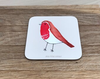 Robin Coaster - single robin - Designed and printed in the UK