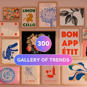300 Gallery Wall Set Mega Bundle Wall Art Maximalist Wall Art Eclectic Gallery Set Trendy Prints Maximalist Prints Trendy Retro Wall Art